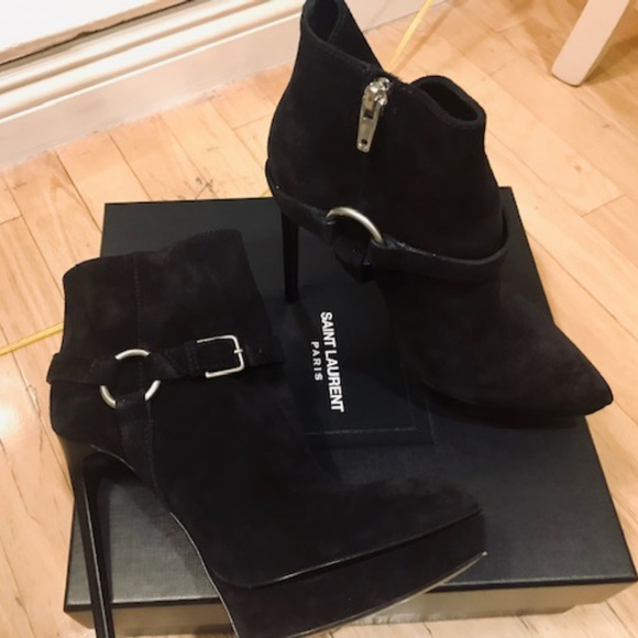 Yves Saint Laurent Suede Platform Booties - Picture 1 of 5